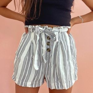 AMERICAN EAGLE High-Waisted Striped Shorts